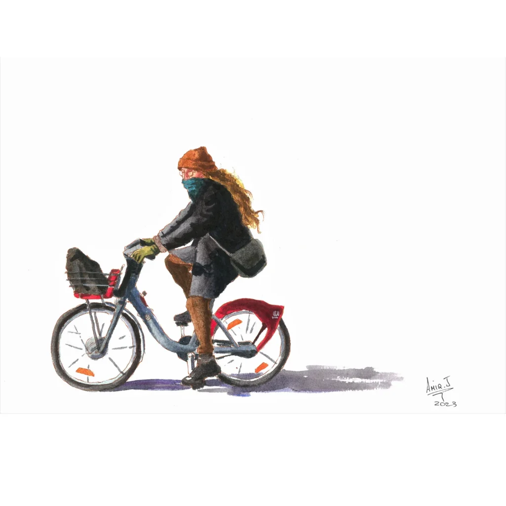 Girl riding velo’v in Lyon