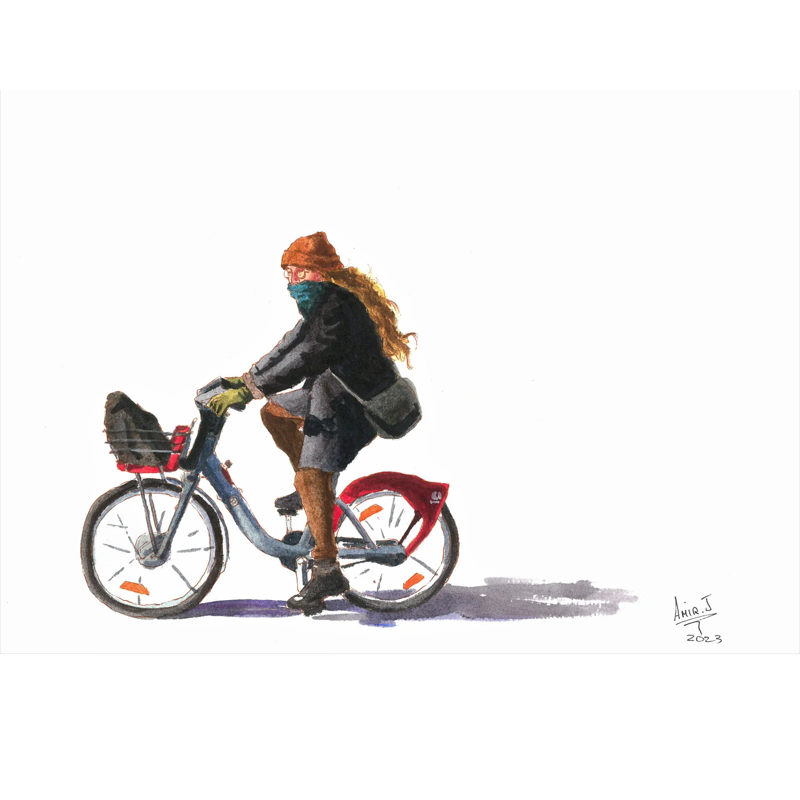 Girl riding velo’v in Lyon
