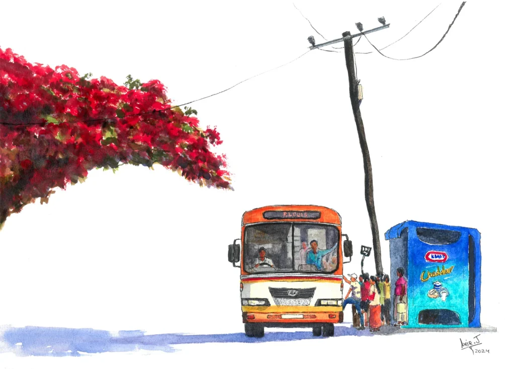 Mauritian bus heading to Port Louis