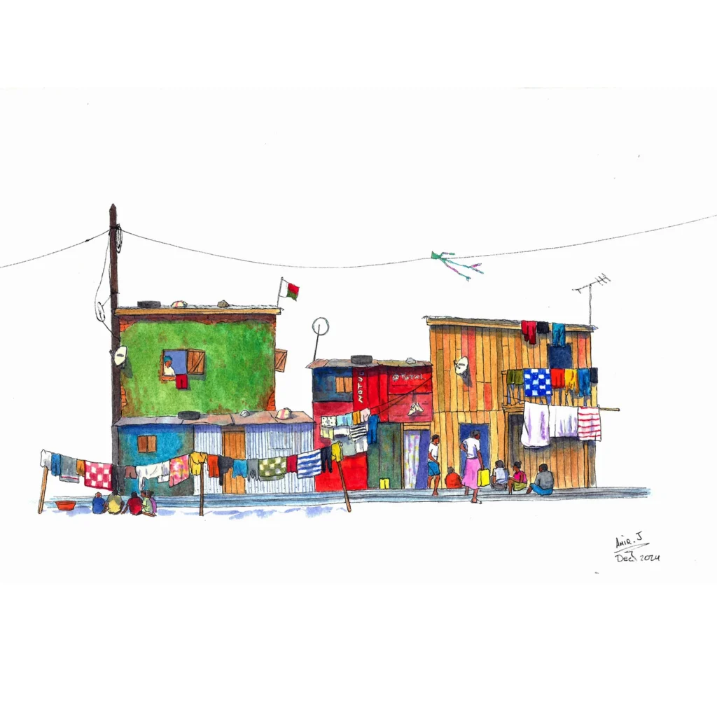 Vies et linges étendues