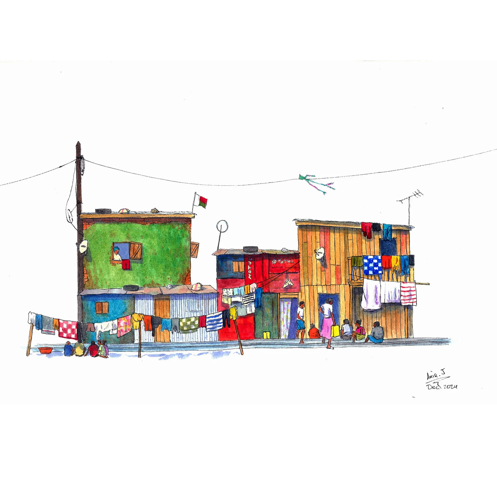 Vies et linges étendues